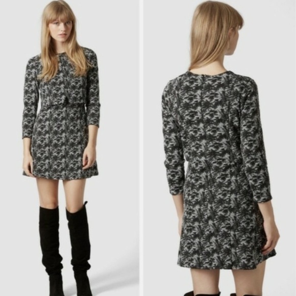 Topshop Black and Gray 3 quarter  Sleeve overlay Dress - Picture 4 of 12